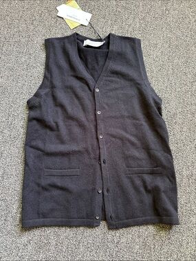 Men's Black Button-Front Knit Vest
